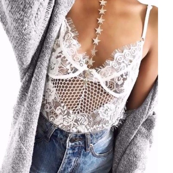 5🌟 🚨 White Lace Mesh Lingerie One Piece Bodysuit - Picture 3 of 8